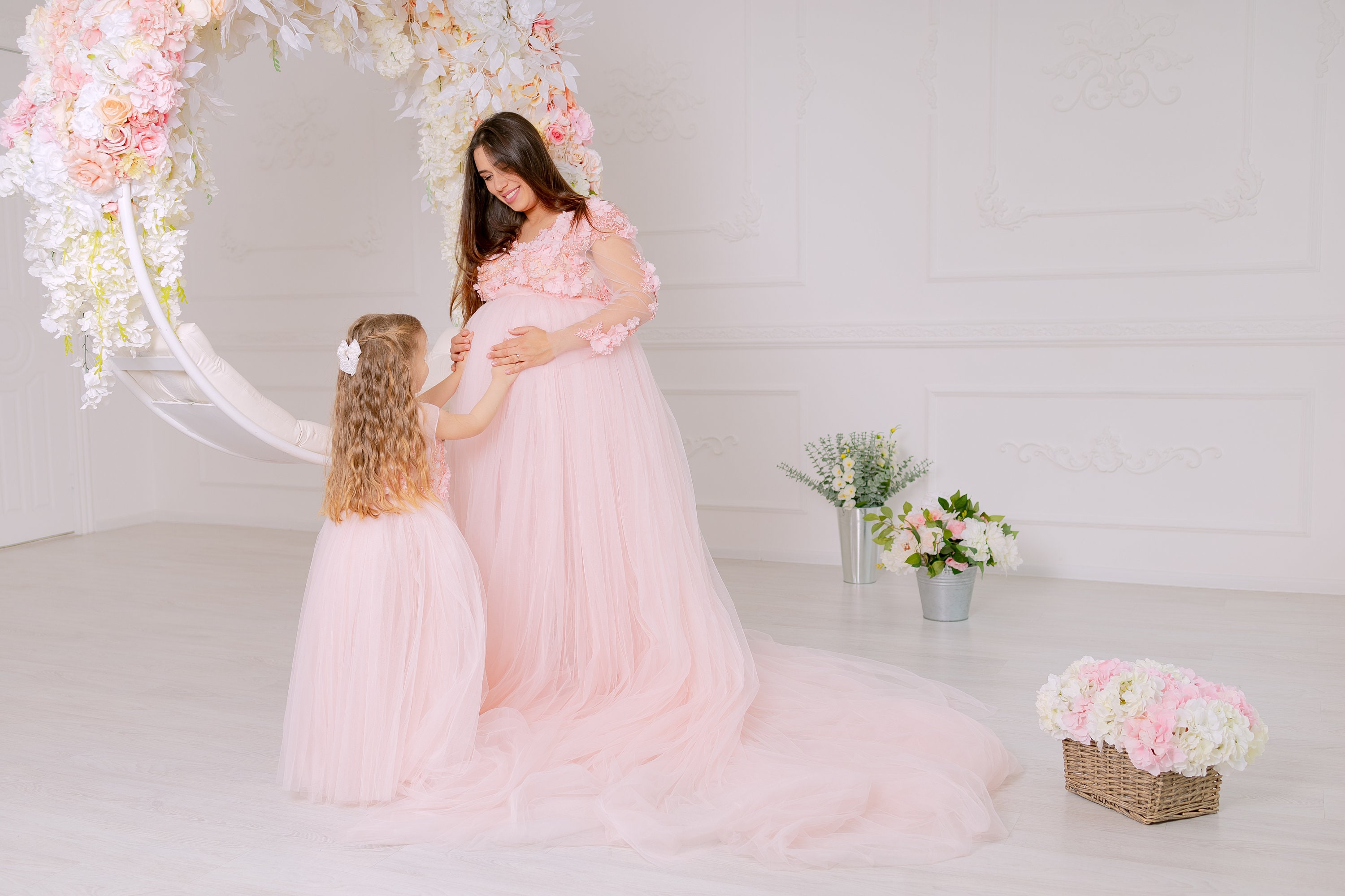 Mommy and Me Photoshoot Dress Maternity Dress for Baby