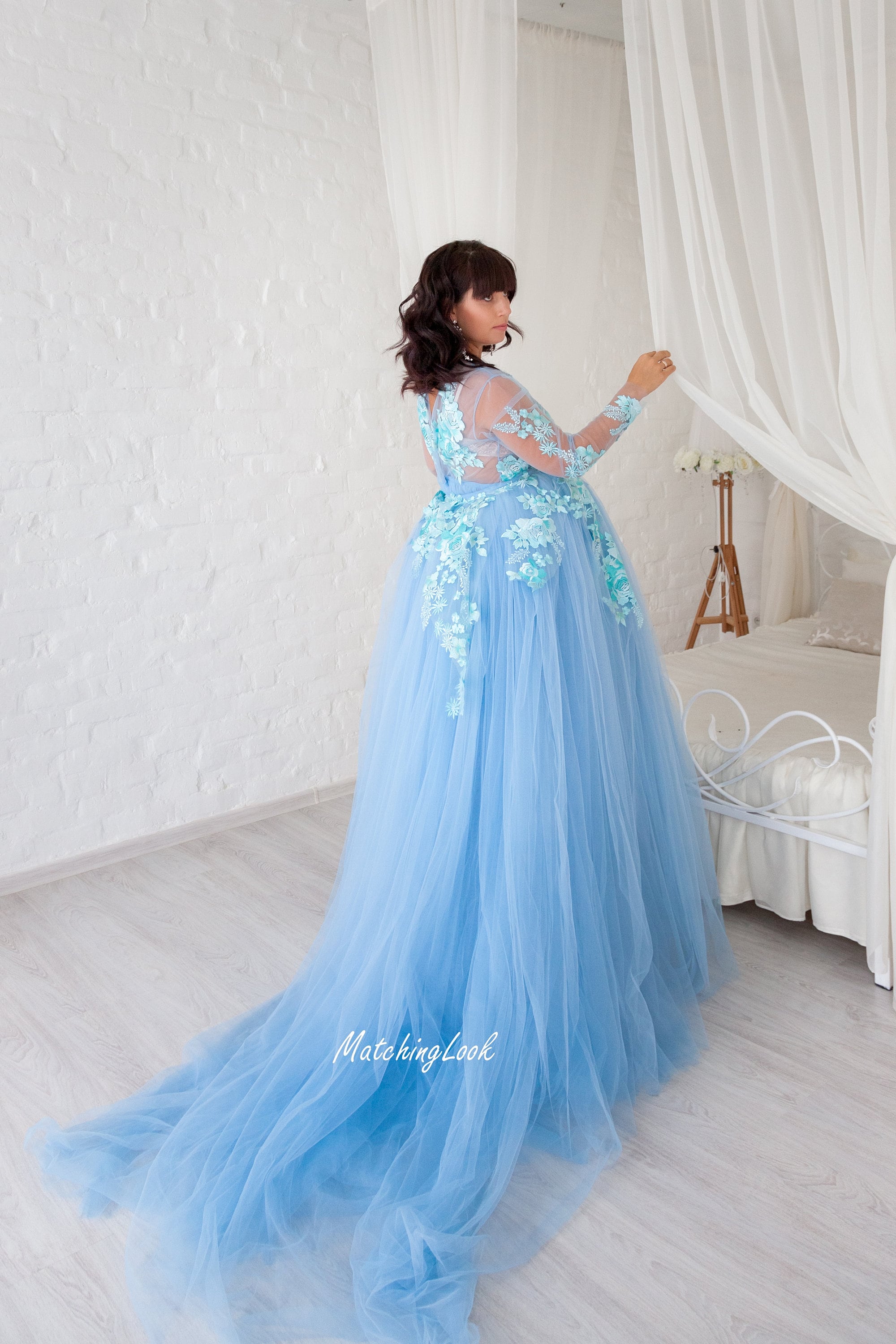 Blue Maternity Dress Formal Dress Maternity Photoshoot | Etsy