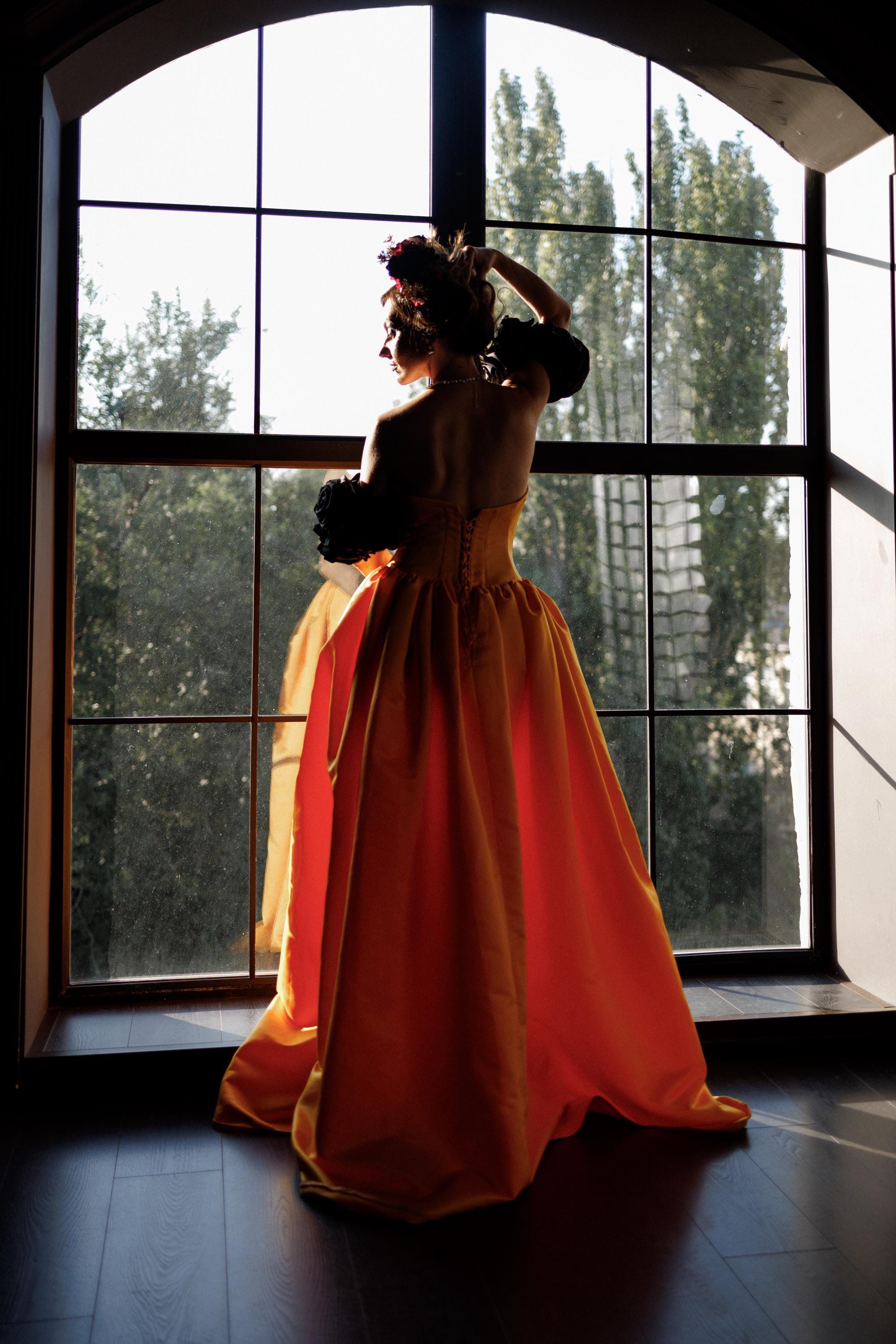orange and black halloween dress Orange and Black Pumpkin Dress Women's Halloween Adult Costume
