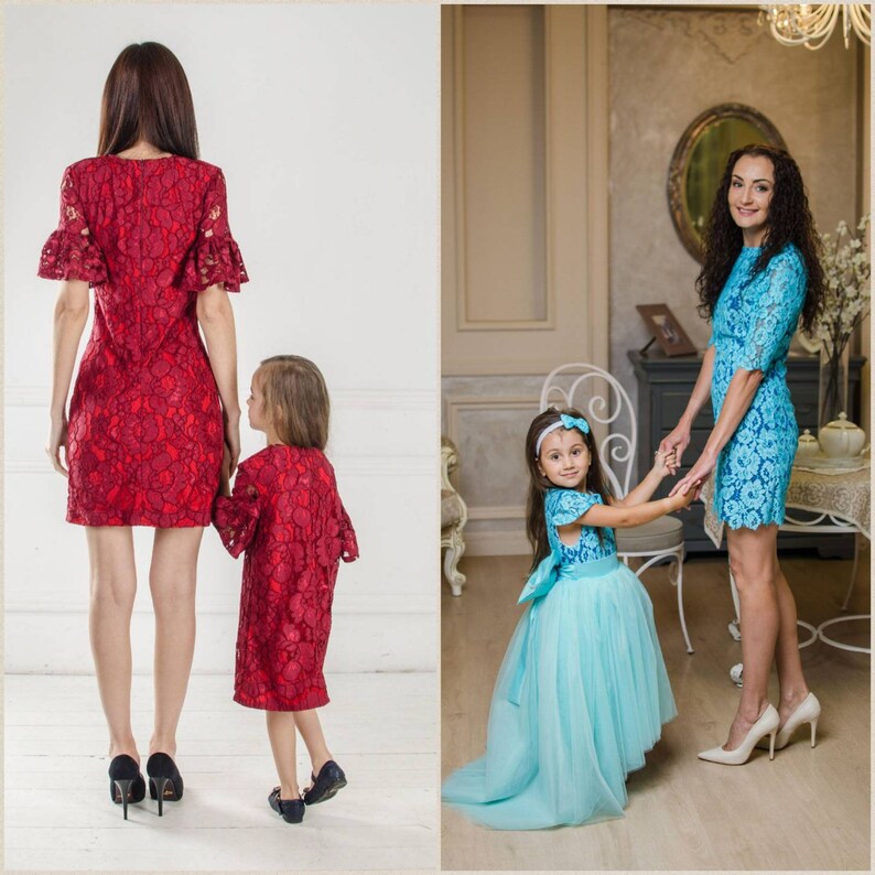 Madre Figlia Vestito Abbinamento Mamma e Me Abito Ragazza ...