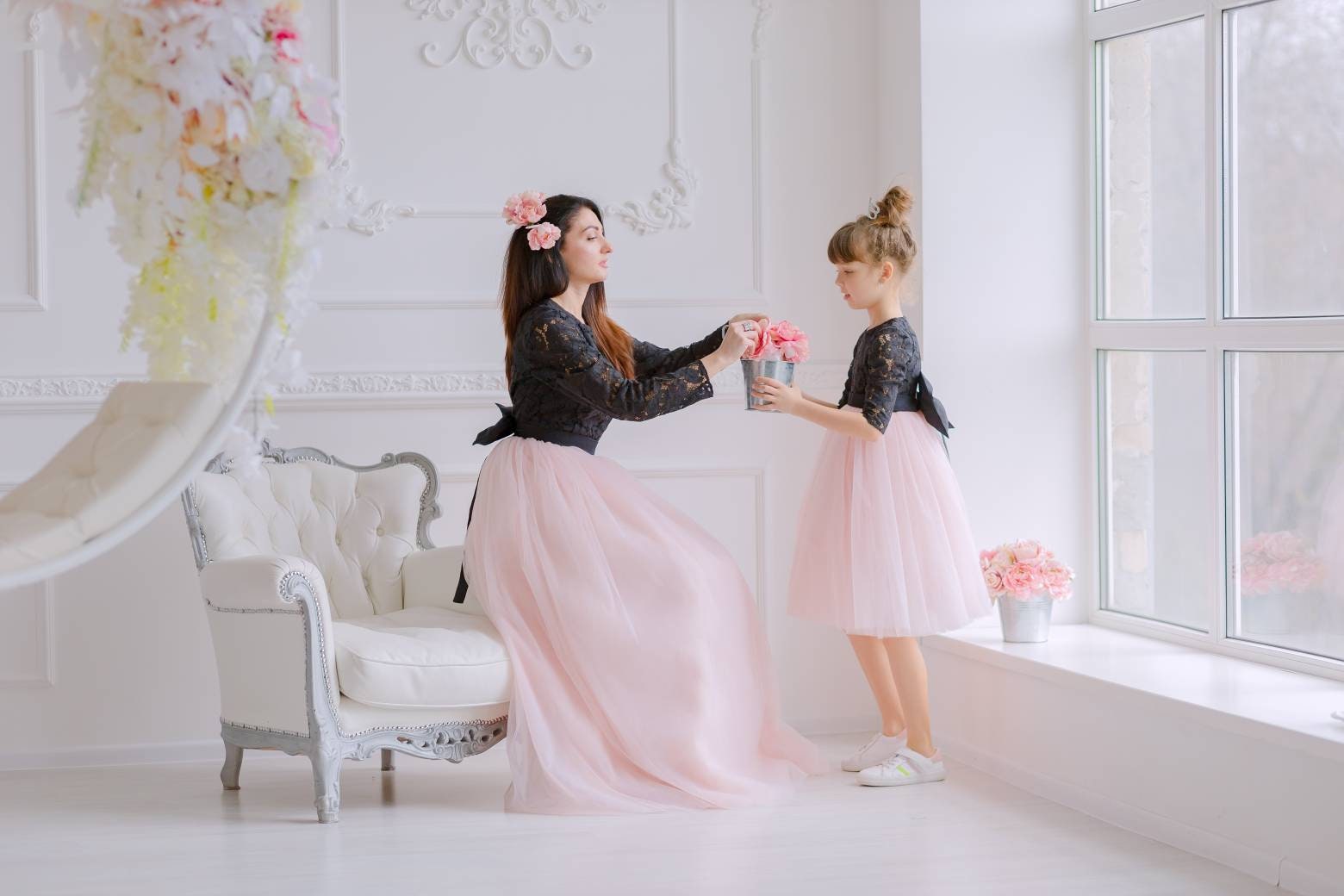 Mother Daughter Matching Dress, Blush Black Dress, Mommy and Me Outfit, Toddler Formal Gown, Photoshoot Dress, Birthday Party Dress