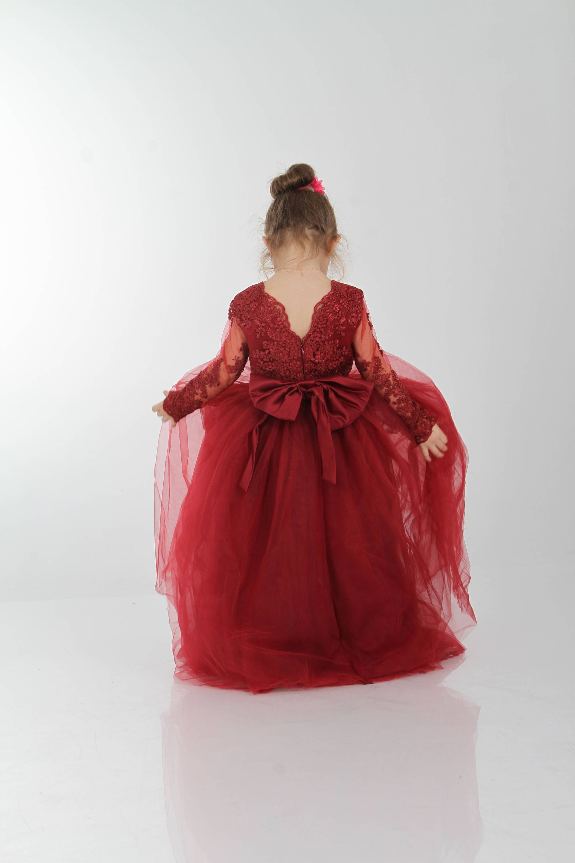burgundy mommy and me dress FYMNSI Mommy and Me Christmas Outfit Square Neck Velvet Dresses Holiday  Party Family Matching Dress Wine Red (Girl 3-4 Years)