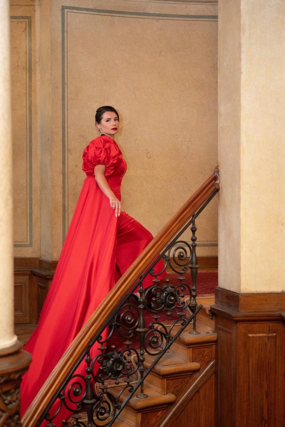 red dress red Elegant Red Slinky Slip Dress