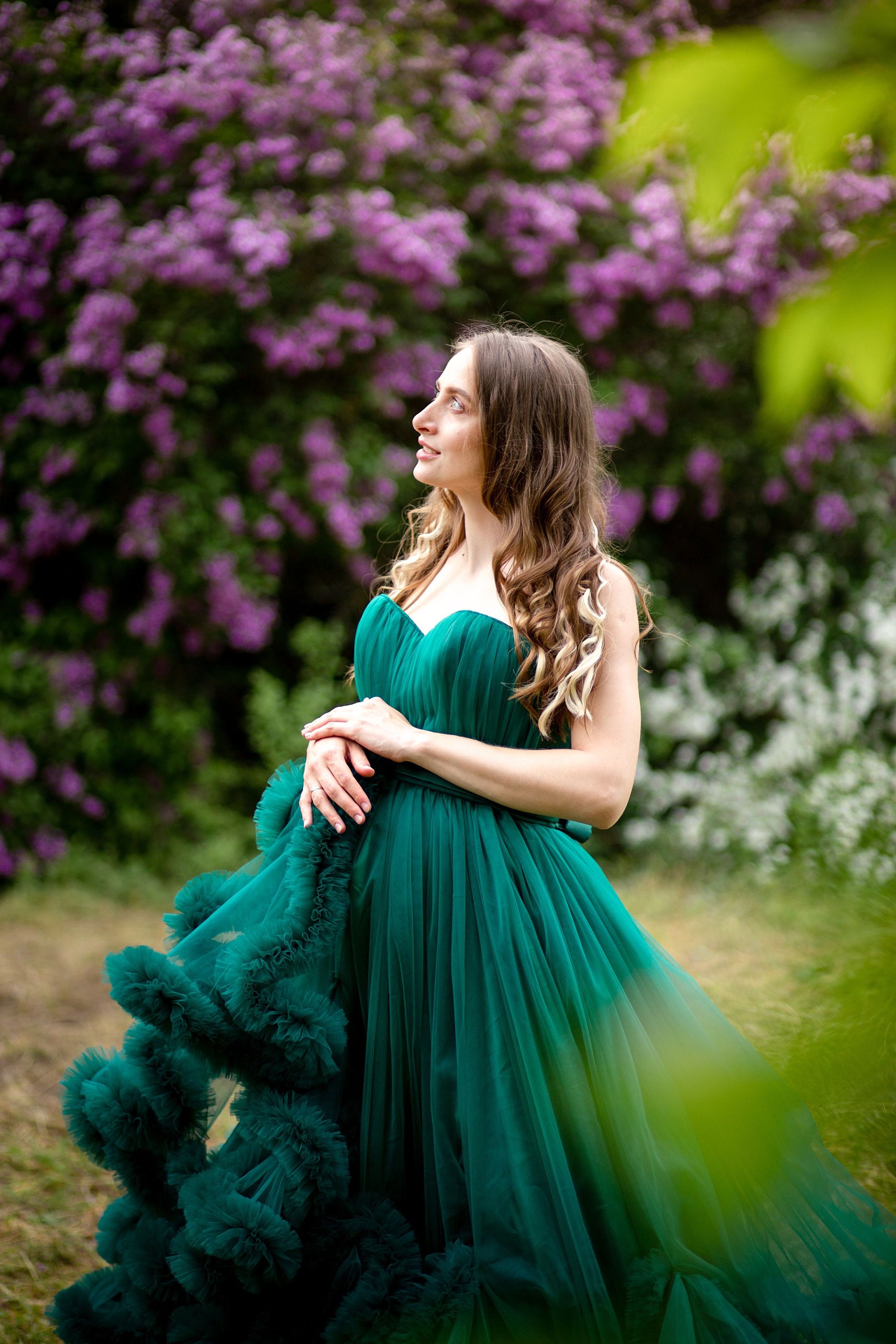 Emerald Green Prom Dress, Fantasy Ball Gown For Photoshoot, Fairytale Tulle Ball Gown, Flying Dress, Adult Princess Tutu Gown, Fairy Dress