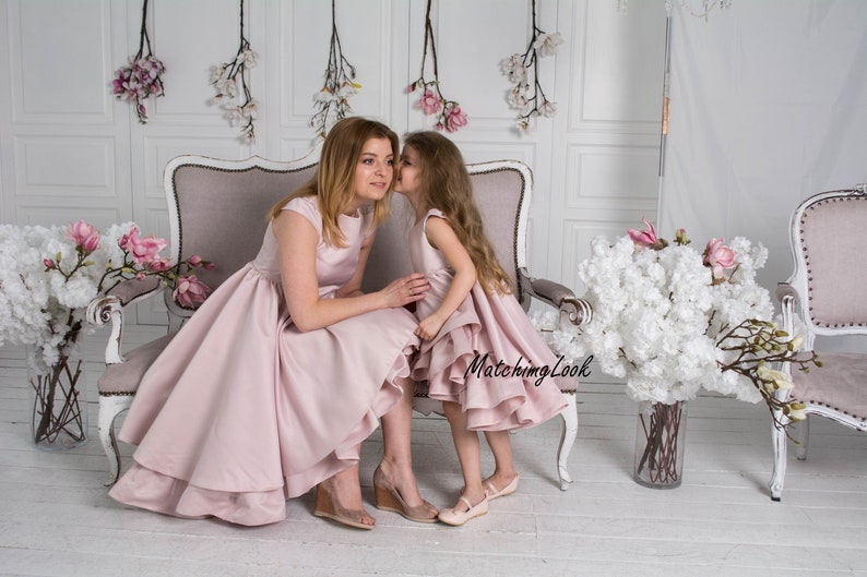 Mommy And Me Dresses, Mother Daughter Matching Dress, Photoshoot Dress, Mom And Girl Formal Outfit, Matching Satin Dresses, Tutu Dress 