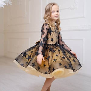 Black Star Tulle Dress, Toddler Tutu Dress, Party Girls Dress, Sparkly Party Dress, Formal Toddler Dress, Birthday Dress, Photoshoot Outfit