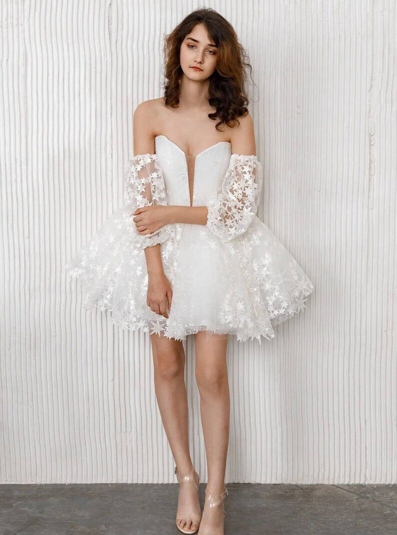 Short Wedding Dress, Reception Dress, Little White Dress Bridal, After Party Dress, Mini Elopement Dress, Bridal Shower Dress, Bachelorette image 2