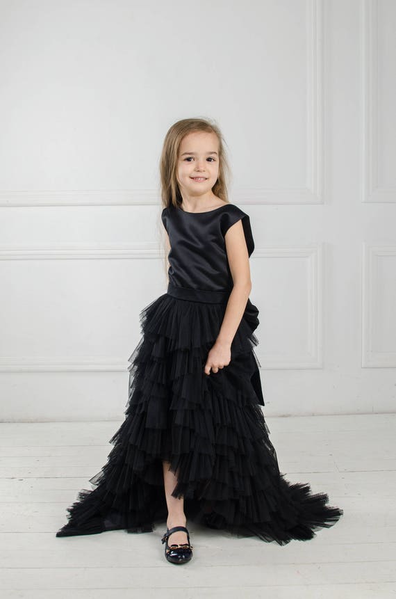 Vestido clásico negro para niños, ropa bonita de princesa para