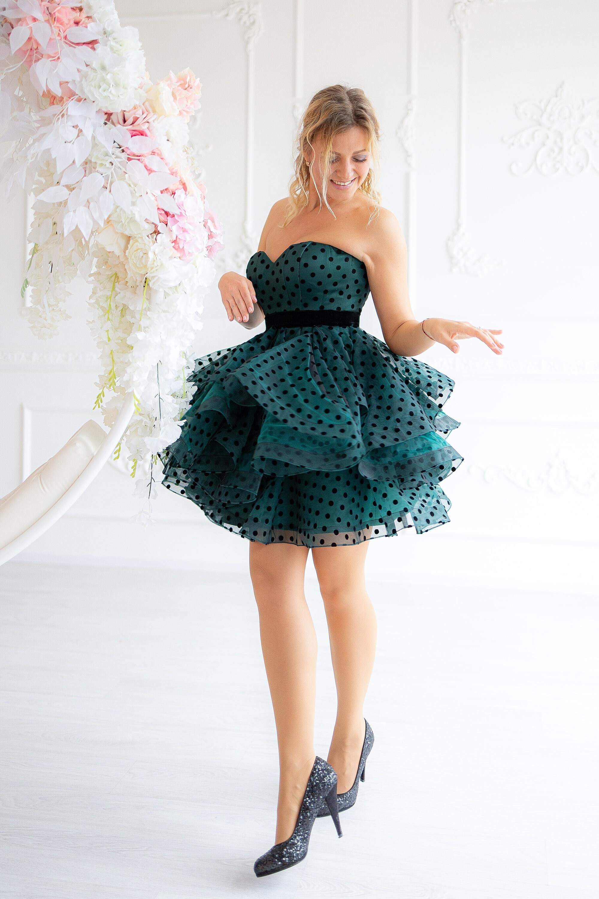 Ballerina dot tulle docking mini dress 【公式通販】