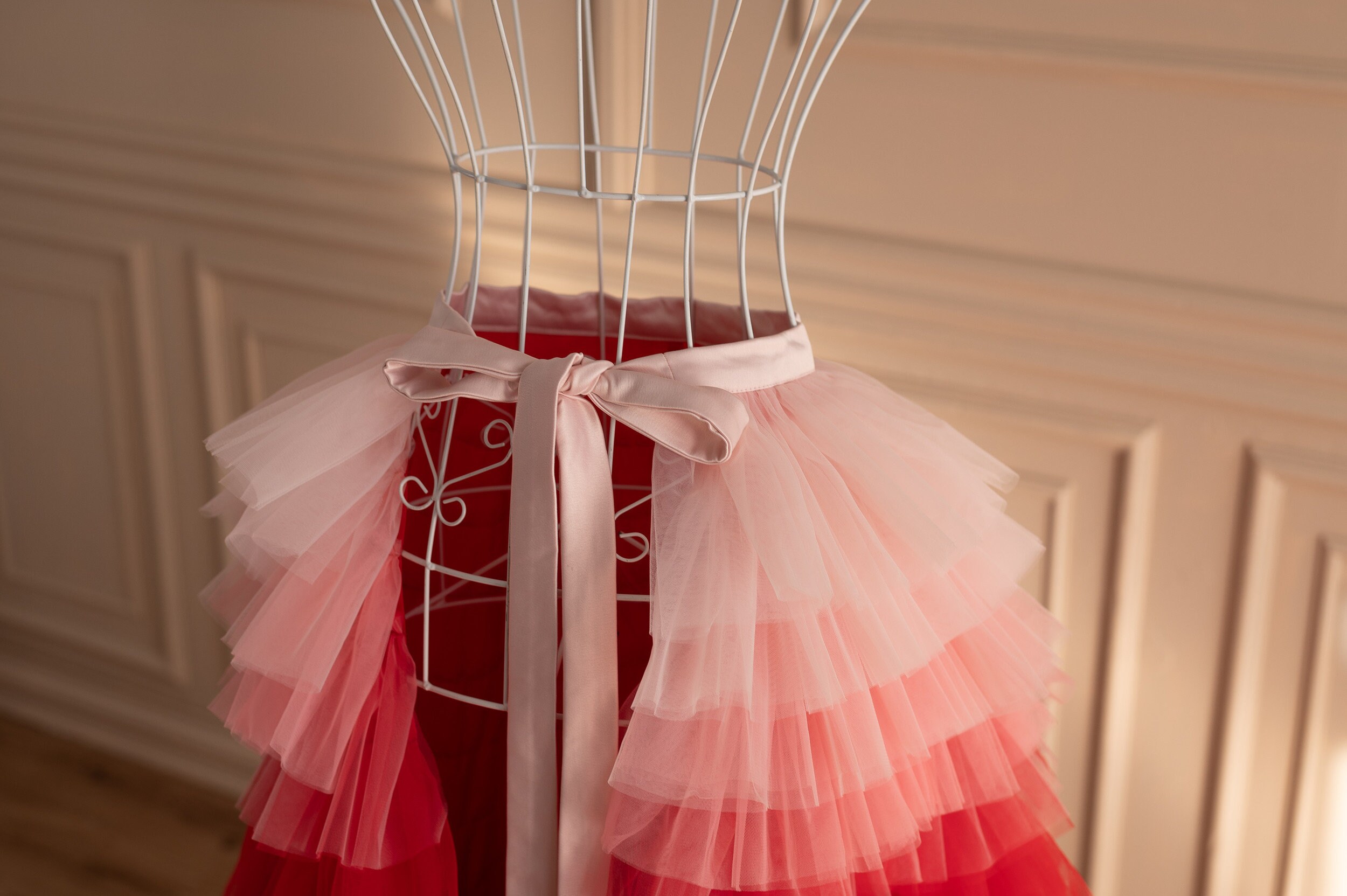 Red Photoshoot Tiered Dress, Mommy and Me Matching Tulle Dress, Mother Daughter Ruffle Dress, Red Ombre Dress, Special Occasions