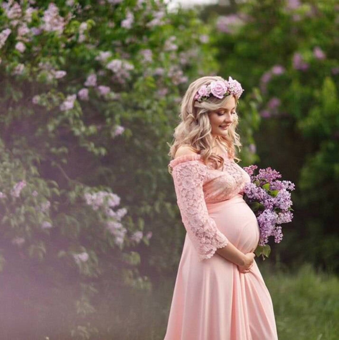 Maternity Gown Pregnancy Dress Lace Maternity Dress Formal Etsy