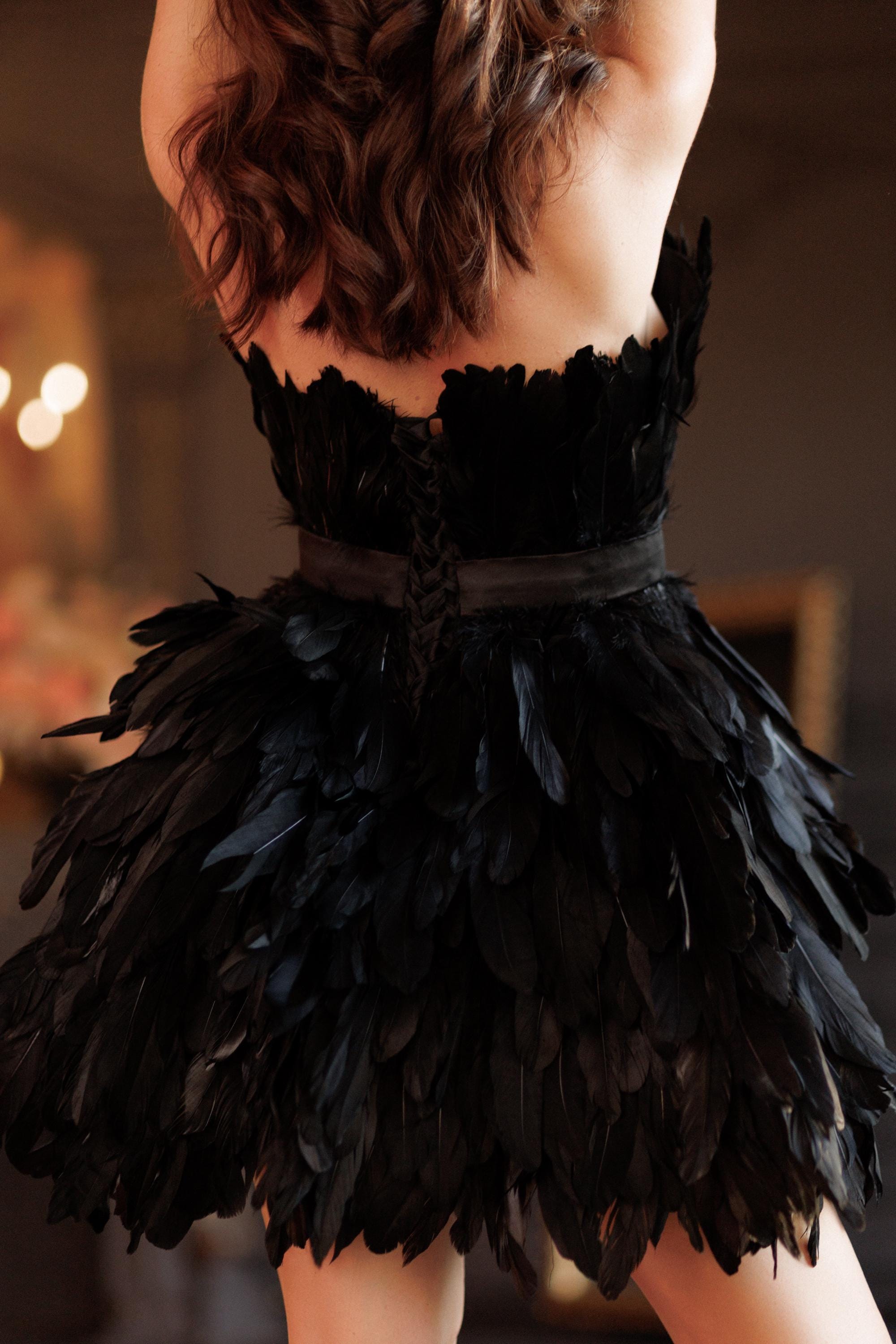 black designers wedding dresses Zabella | Bella One Shoulder Feather Mini Dress XL main image 1
