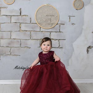 Burgundy Appliques Kid Flower Girls Tulle Cheongsam Dress