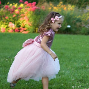 Pink Sequin Dress, Sequin Tutu Dress, Princess Dress, Flower Girl Dress, 1st Birthday Dress, Tulle Formal Dress, Toddler Gown Dress, Elegant
