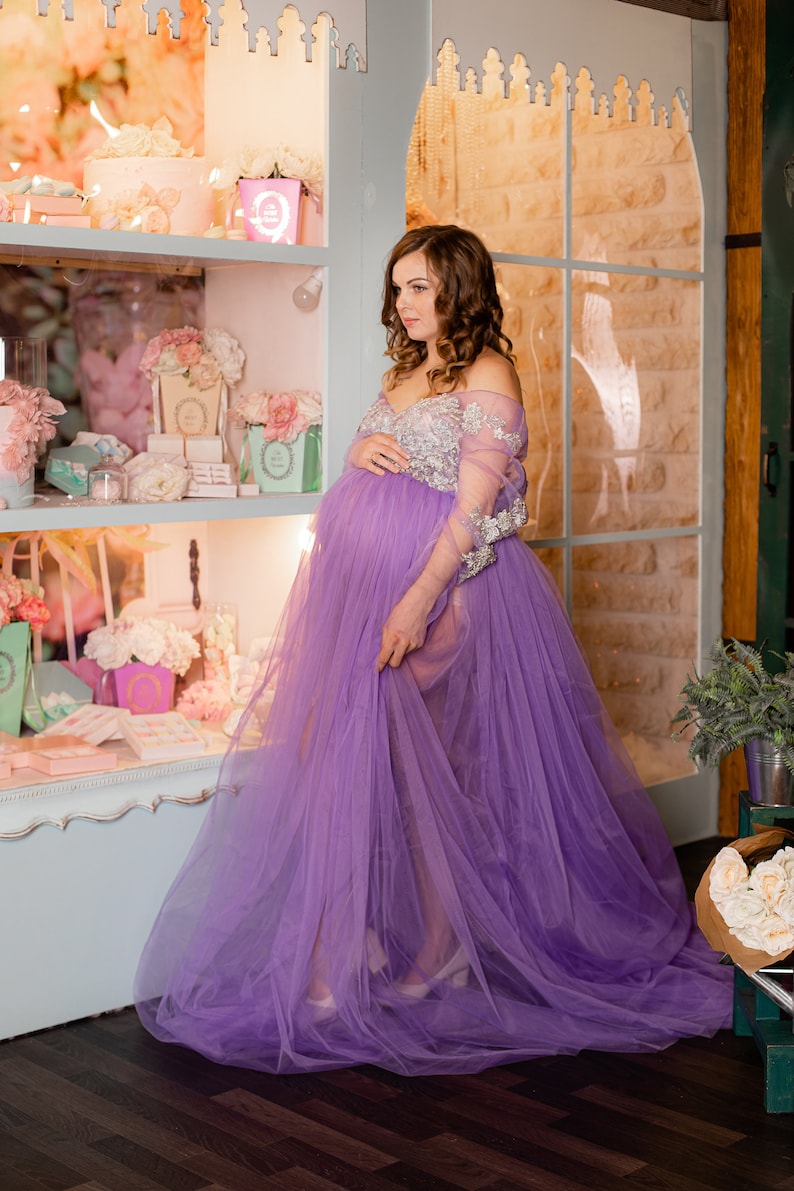 Lavender Maternity Gown Pregnancy Dress Maternity Photoshoot Etsy