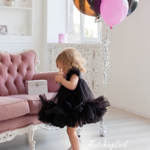 black toddler dresses special occasion Baby Girl Black Shimmery Princess Party Dress main image 1