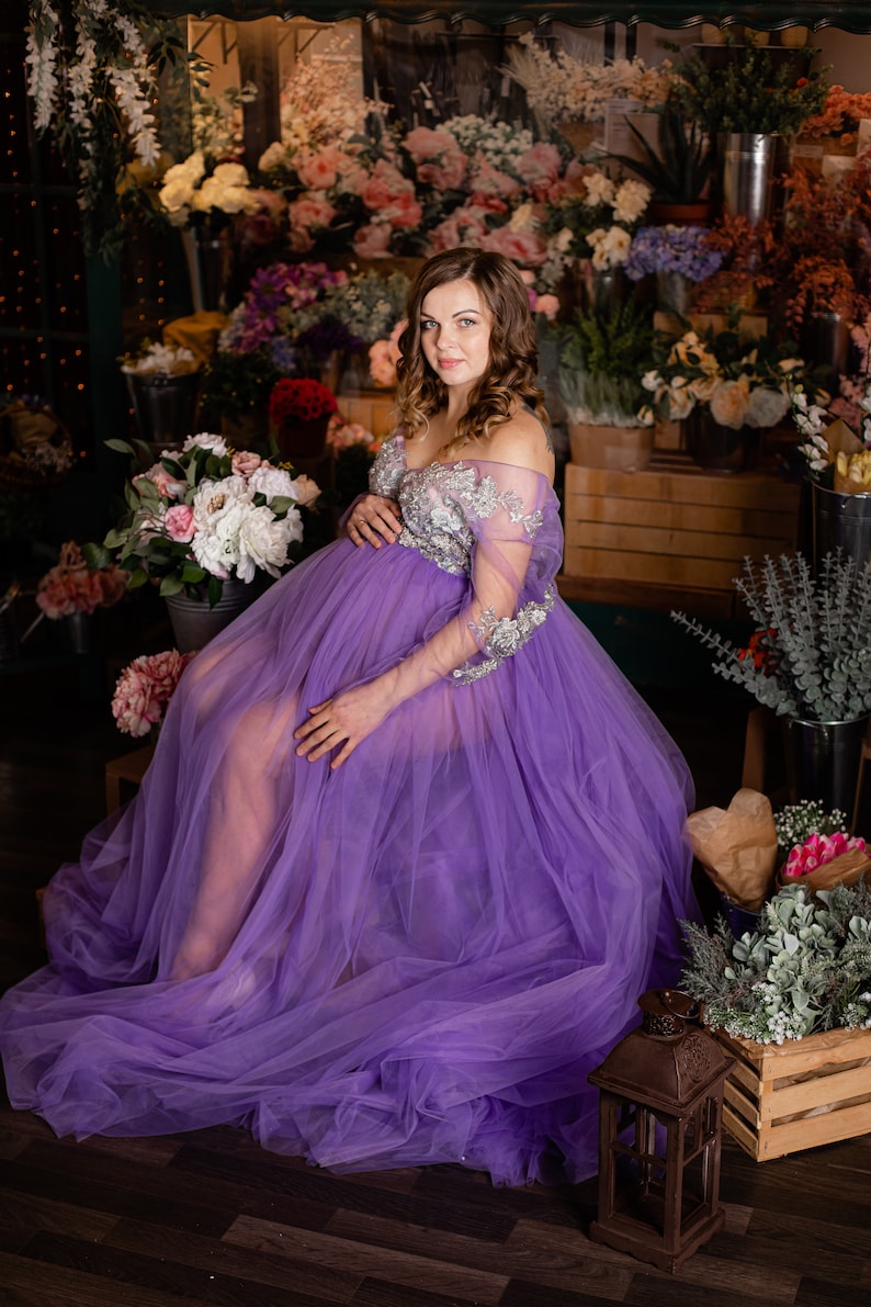 Lavender Maternity Gown Pregnancy Dress Maternity Photoshoot Etsy