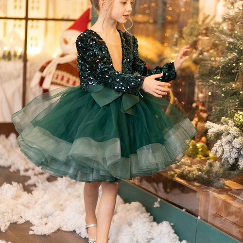 Holiday Girls Party Dress, Christmas Gifts for Kids, Christmas Dress for  Toddler, Kid Gift, Emerald Green Toddler Dress, Sparkly Dress - Etsy