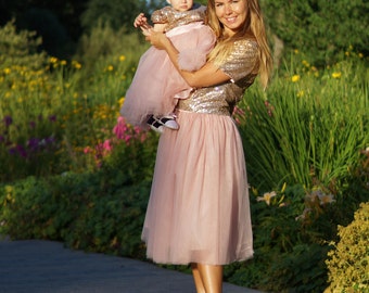 Matching Mother Daughter Dress, Matching Tutu Dress, Mommy And Me Dress, Mom And Baby Dress, Matching Outfit, Pink Matching Dresses