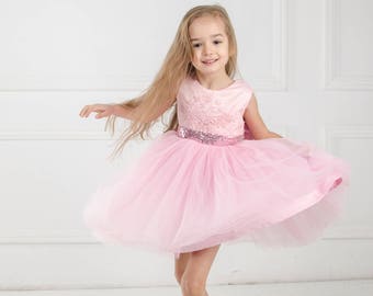 Girl Pink Dress, Flower Girl Dress, First Communion Dress, Baby Girl Dress, Pageant Dress, Special Occasion Dress, Summer Photoshoot Dress