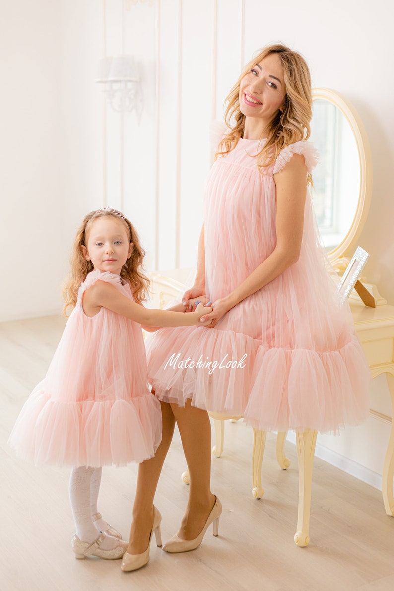 Matching Tulle Dress Tutu Dress Mommy And Me Dress Matching Dresses Blush Pink Dresses Matching Easter Dresses Mom And Daughter Dress