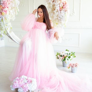 Pink Baby Shower Dress, off Shoulder Maternity Dress, Pink Wedding ...