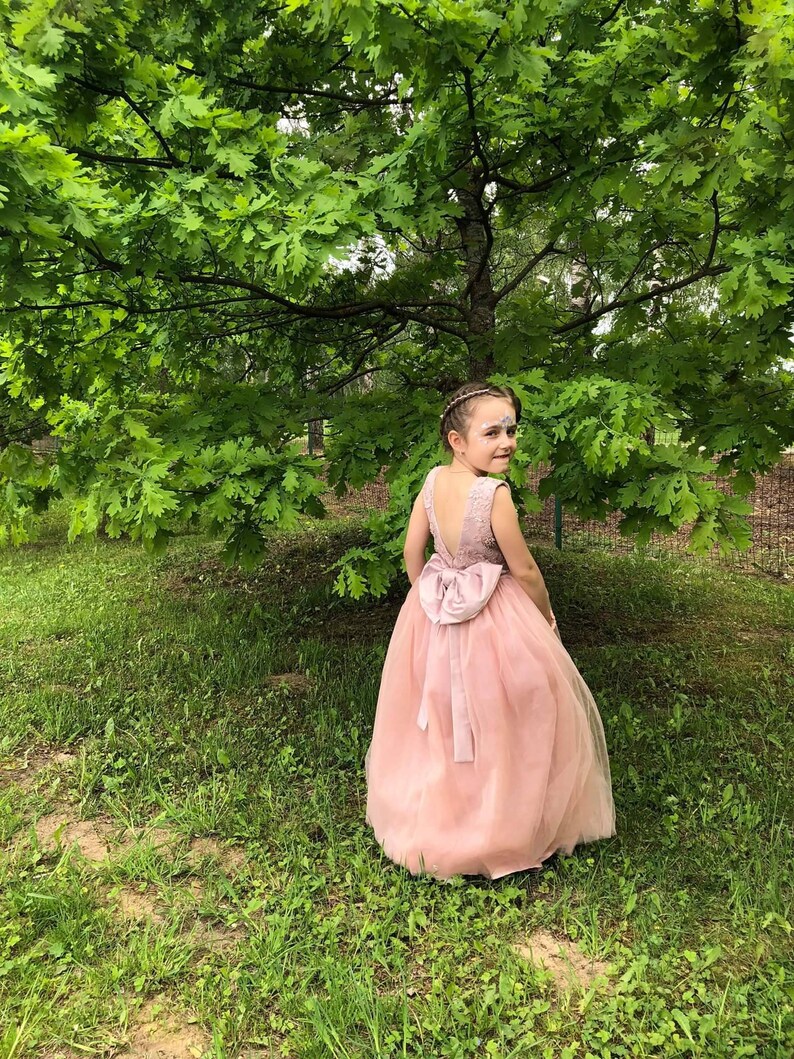 Mommy and Me Dress Blush Pink Dress Open Back Dress Flower Etsy