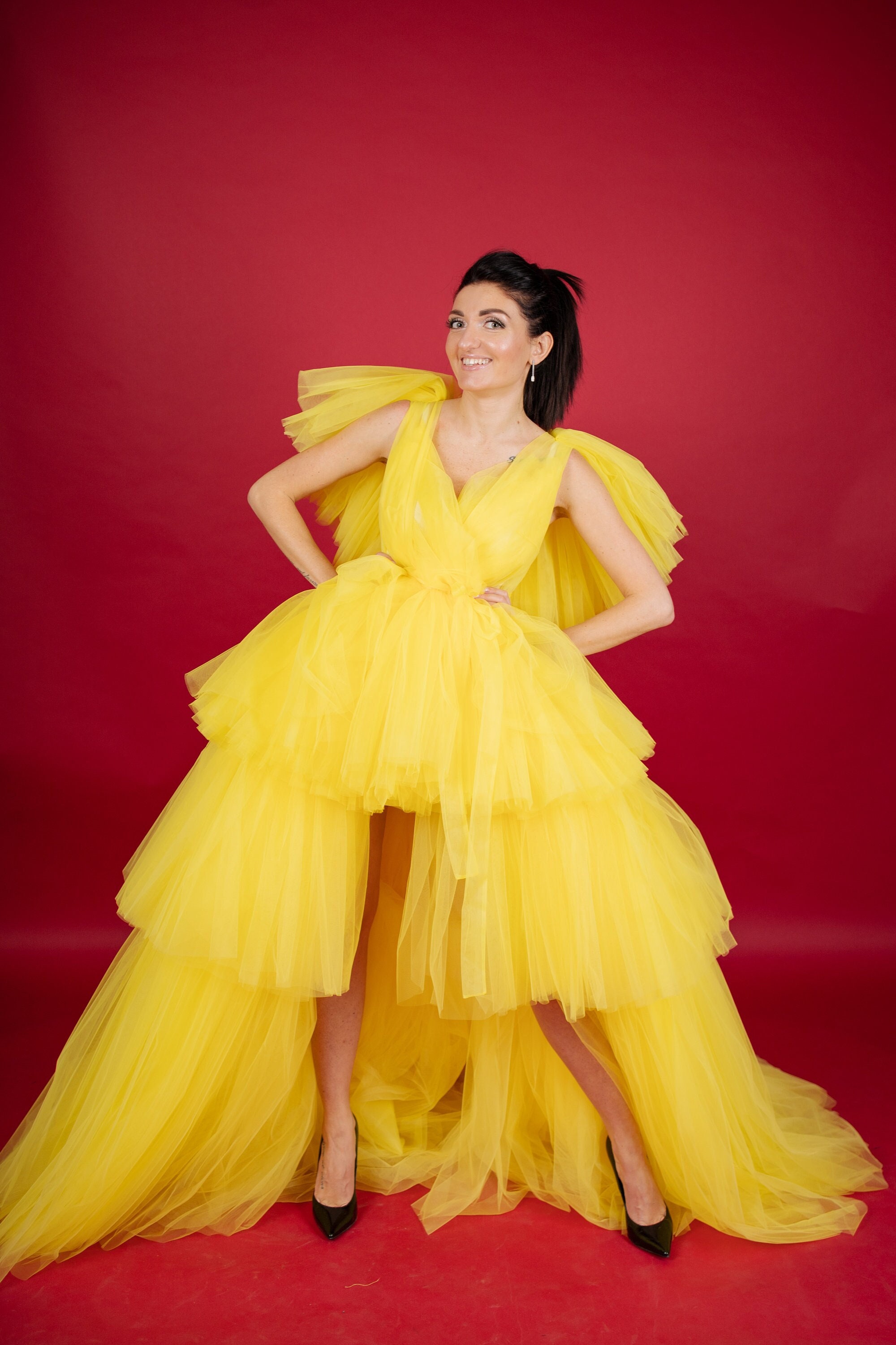 MatchingLook Yellow Tulle Boudoir Dress