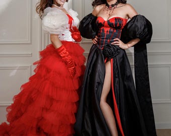 Halloween Adult Costume, Women Vampire Costume, Blood Drips Corset & Skirt,  Gothic Black Red Dress, Dark Angel Costume, Horror Photoshoot - Etsy
