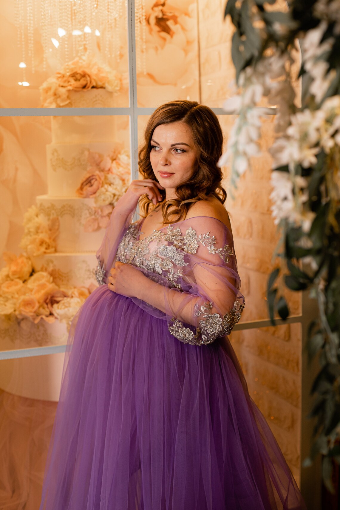 Lavender Maternity Gown Pregnancy Dress Maternity Photoshoot Etsy