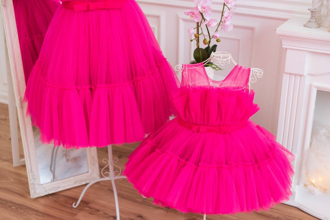 Hot Pink Matching Dresses Mommy and Me Dress Birthday Tutu | Etsy