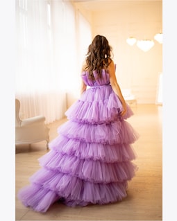 Lavender Tulle Dresses for Women - Formal Asymmetrical Bridesmaids Dress High Low - Cocktail Dresses for Wedding Guest-personalized Clothing