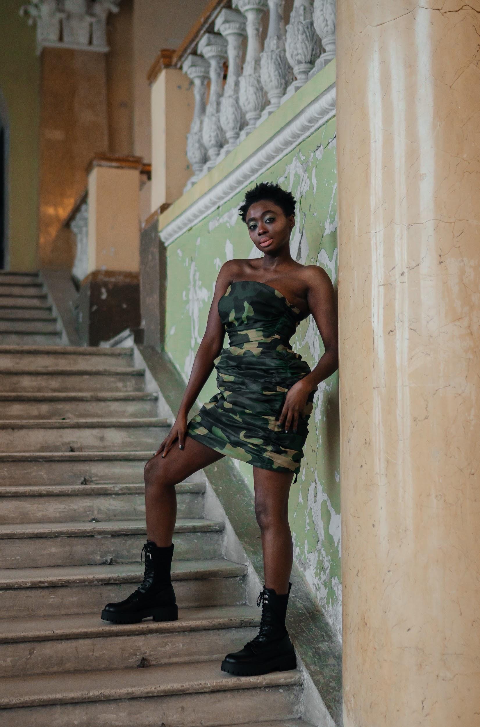 hang tough camo mini dress Tough Tackle Jersey Mini Dress - Camouflage