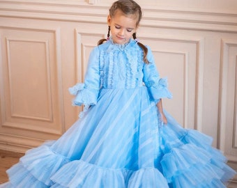 Alice In Wonderland Dress, Halloween Kids Costume, Cinderella Costume, Fairytale Dress, Fantasy Dress, Whimsical Dress, Blue Princess Dress
