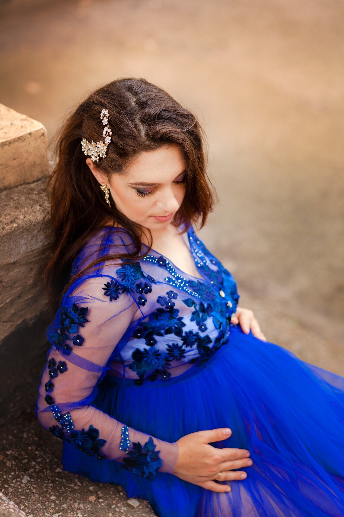 Blue Maternity Dress Royal Blue Baby Shower Dress Maternity Etsy