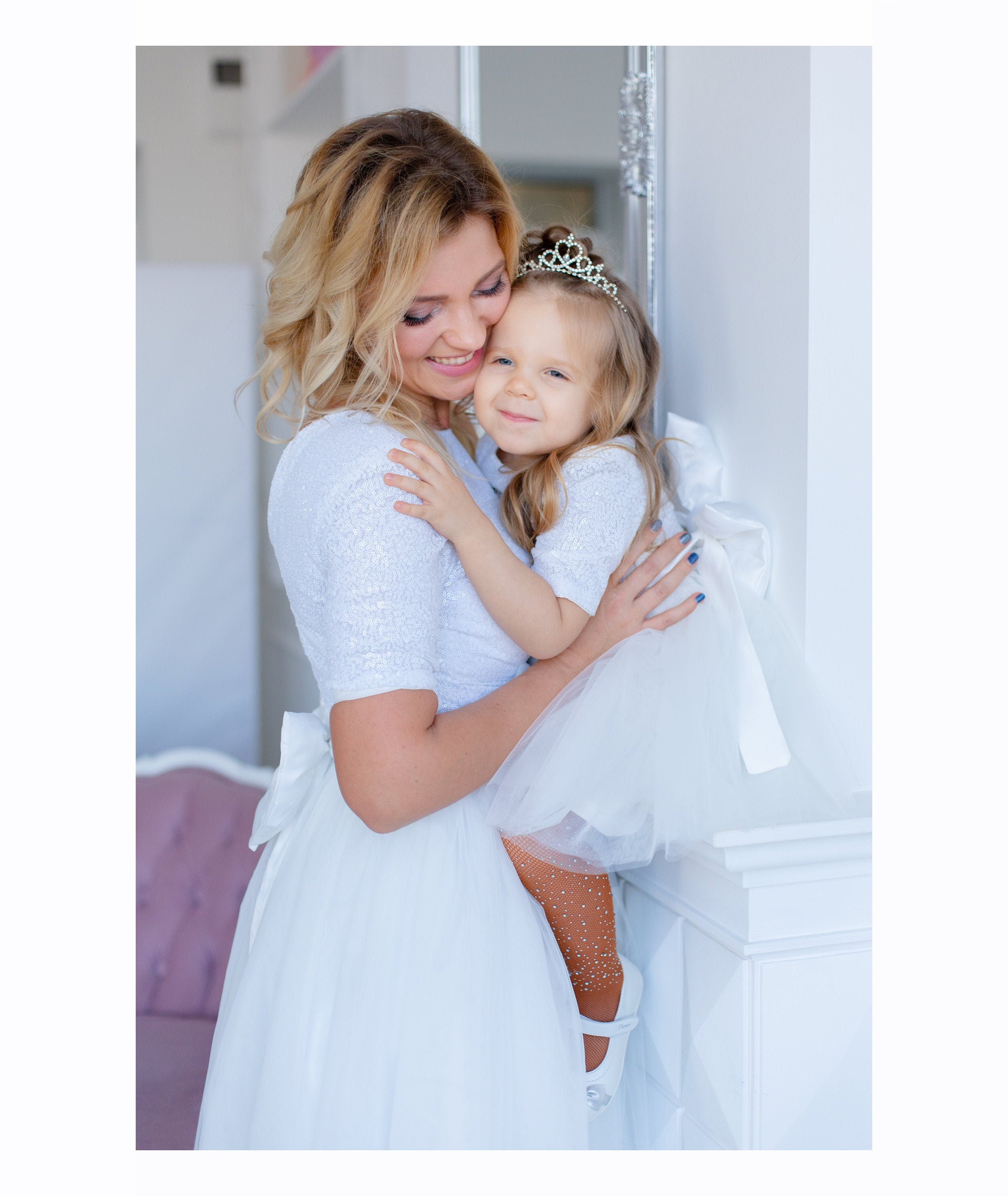 Matching Family Outfits White Mother Daughter First Communion Dresses ...