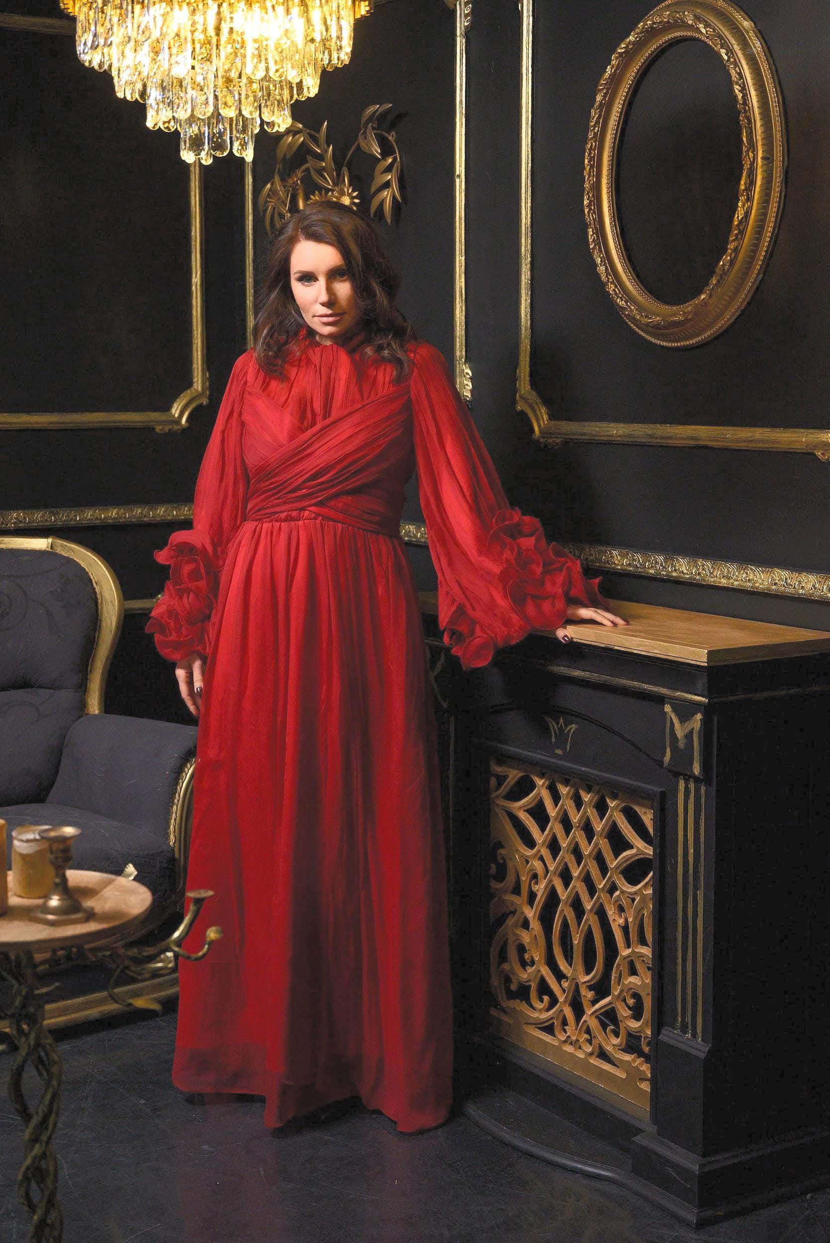 strapless open back dress Summer Stunner Cut-out Chiffon Maxi Dress Red