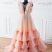 Peach Tulle Gown Dress, Maternity Dress For Photoshoot, Tulle Tiered Gown, Pregnancy Photoshoot Dress, Ruffle Tulle Gown, Baby Shower Dress 