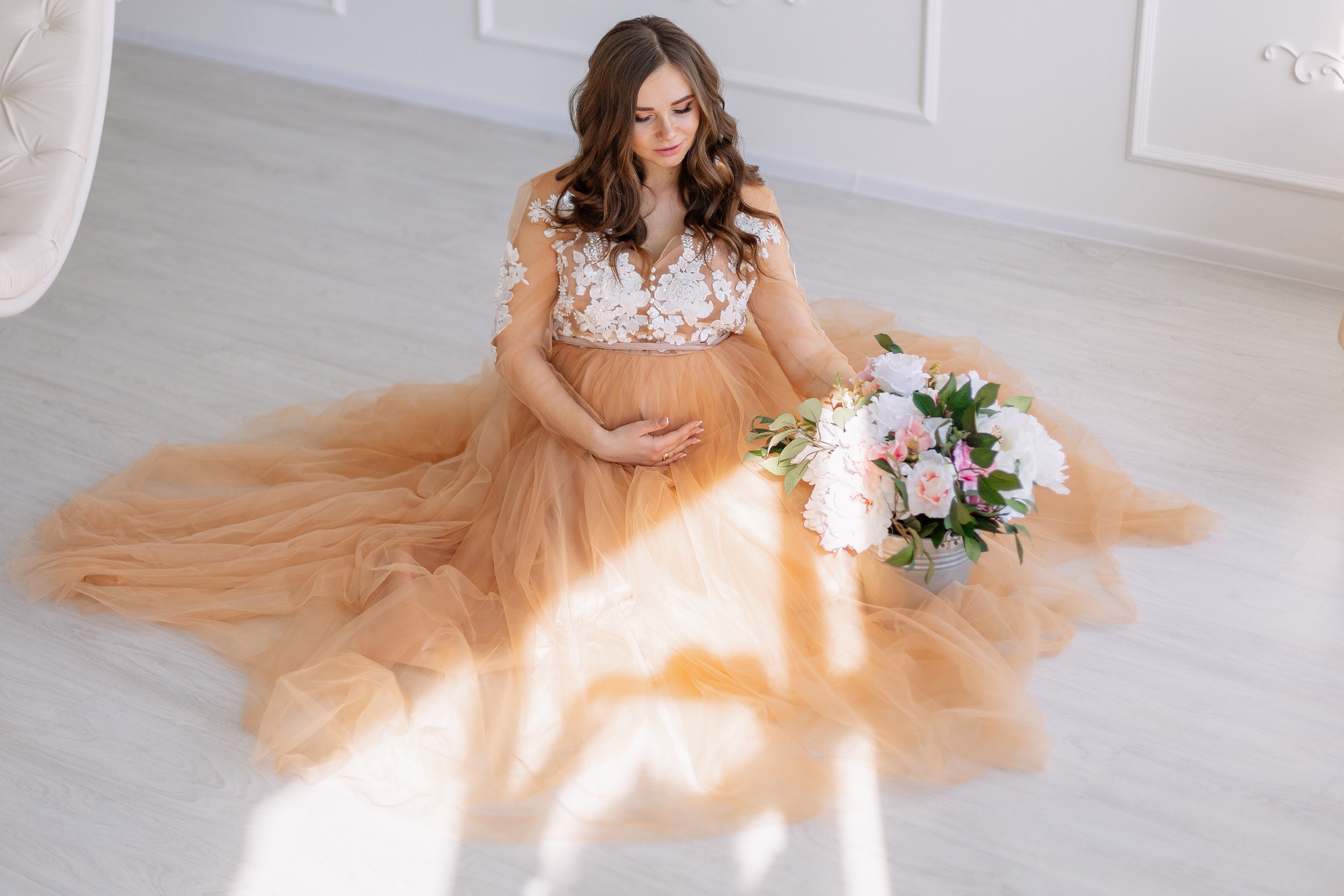 nude bridal shower dress Nude Sweetheart Sequins Long A-line Bridesmaid Dresses