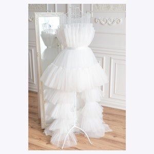 Tulle Layered Wedding Dress, High Low Short Wedding Dress, Ruffle Reception Dress For Bride, Bridal Shower Dress,Rehearsal Dress,Tutu Tiered