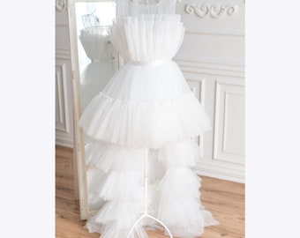Tulle Layered Wedding Dress, High Low Short Wedding Dress, Ruffle Reception Dress For Bride, Bridal Shower Dress,Rehearsal Dress,Tutu Tiered