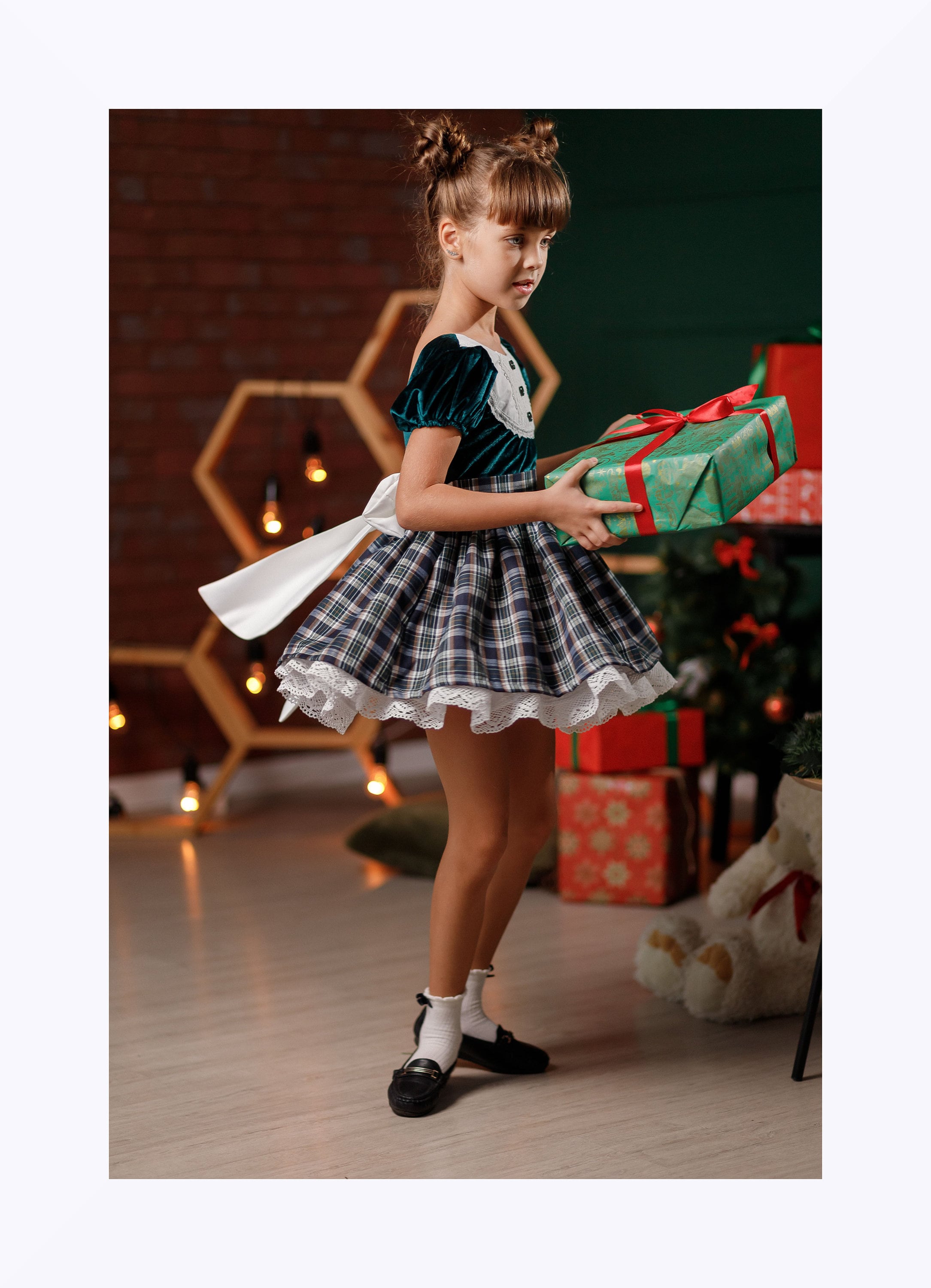 Girl Plaid Dress Toddler Tartan Green ...