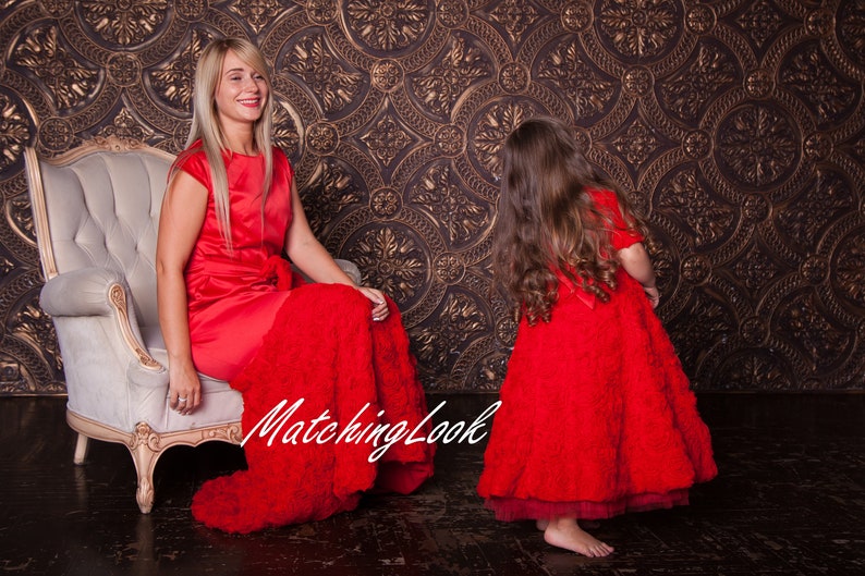 Red Mother daughter matching dress Mommy and Me outfits | Etsy
