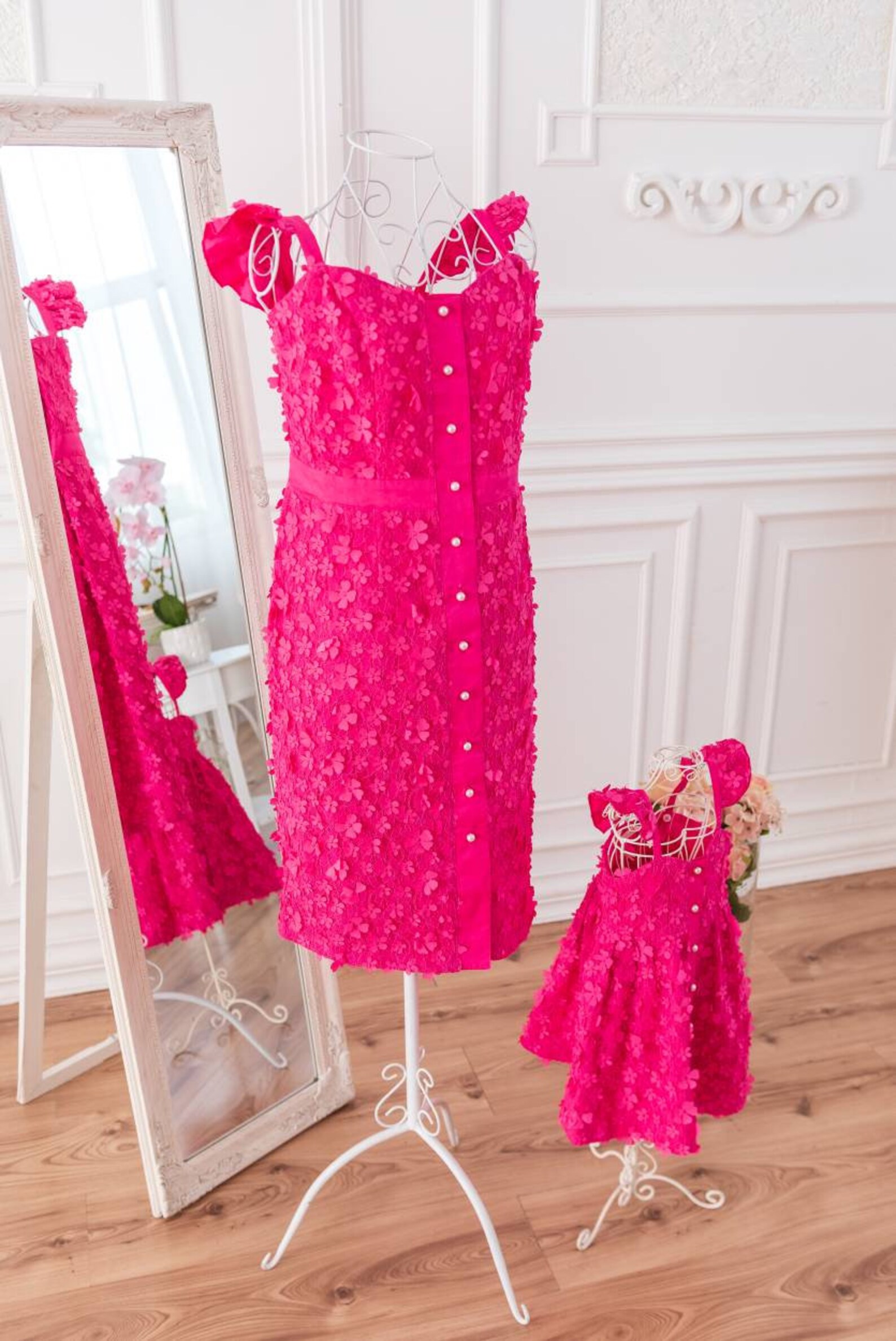Hot Pink Matching Dresses Mommy and Me Dress Photoshoot - Etsy
