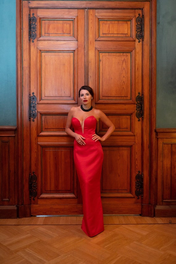 red black tie wedding guest dress Red Wedding Guest Dress Black Tie Formal Gown & Plus Size by 8343 main image 1