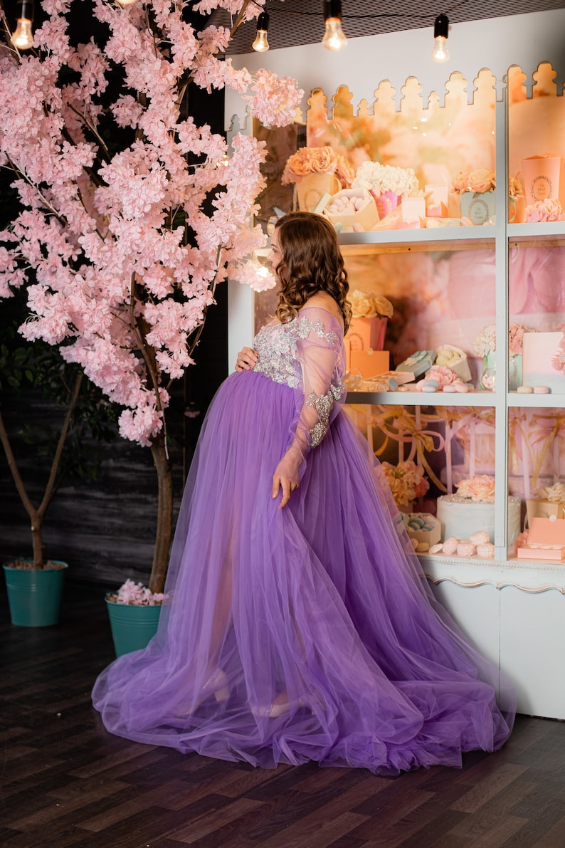 Lavender Maternity Gown Pregnancy Dress Maternity Photoshoot Etsy