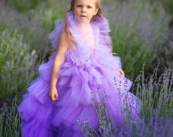 Flower Girl Dress, Lavender Tutu Dress, Baby Girl Tiered Dress, Lilac Tulle Dress, Princess Outfit, Purple Tutu Dress, Photoshoot Dress