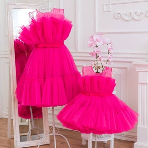 Hot Pink Matching Dresses Mommy and Me Dress Birthday Tutu - Etsy