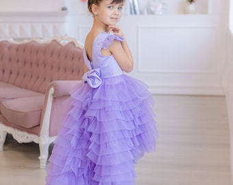 Lilac Flower Girl Tulle Dress - Lavender Ruffle Fairy Girl Dress - Toddler Princess Dress For Birthday Party - Summer Dresses For Girls