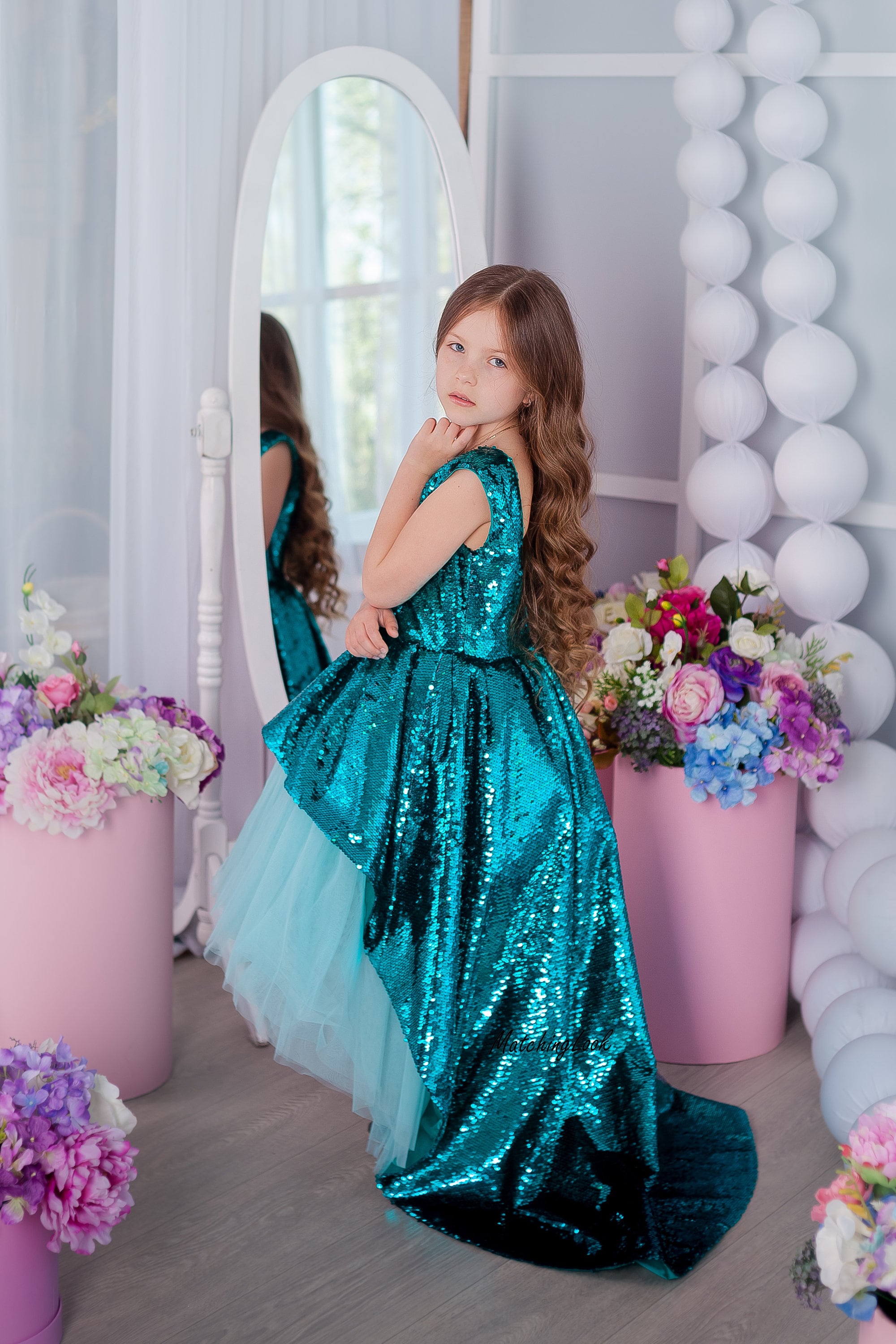Little Mermaid Dress, Turquoise Toddler Girl Dress, Sequin High Low Dress, Formal Dress, Princess Photoshoot, Flower Girl Dress, Birthday